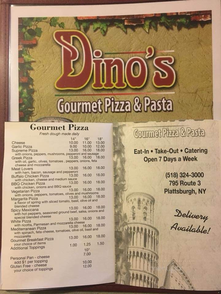 Dino's Pizza - Plattsburgh, NY menu_pic