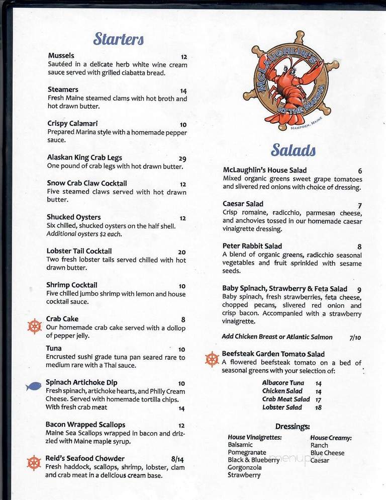 McLaughlin's at the Marina - Hampden, ME menu_pic