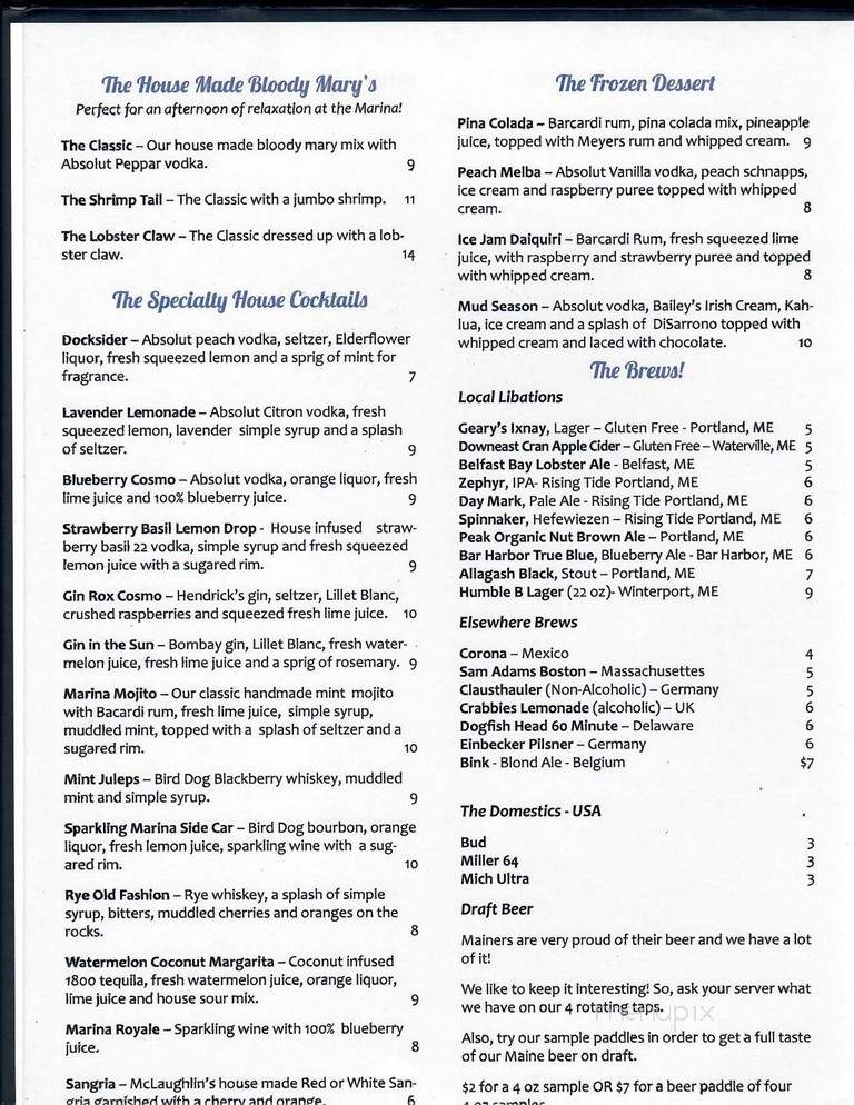 McLaughlin's at the Marina - Hampden, ME menu_pic