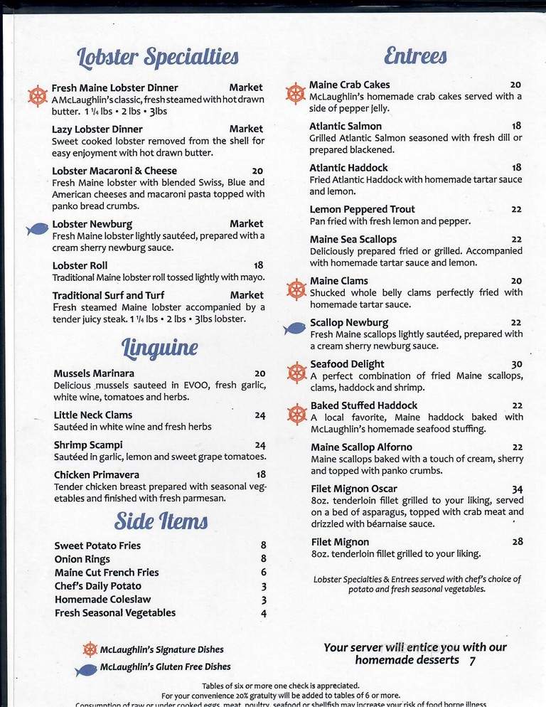 McLaughlin's at the Marina - Hampden, ME menu_pic
