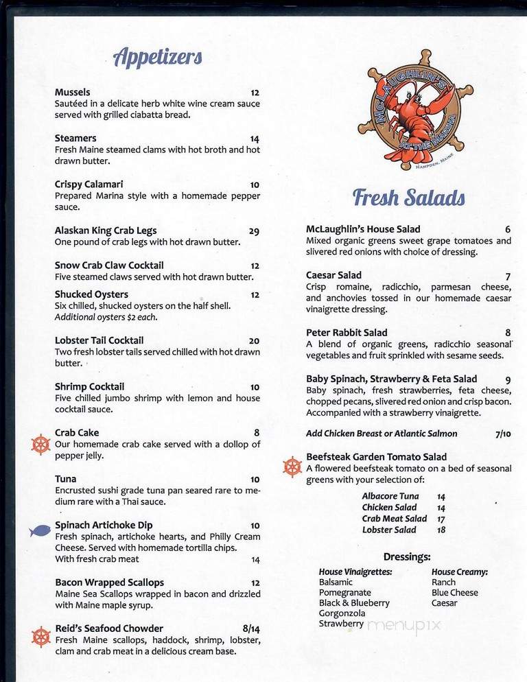 McLaughlin's at the Marina - Hampden, ME menu_pic
