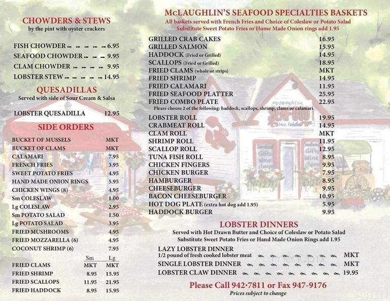 McLaughlin Seafood - Bangor, ME menu_pic