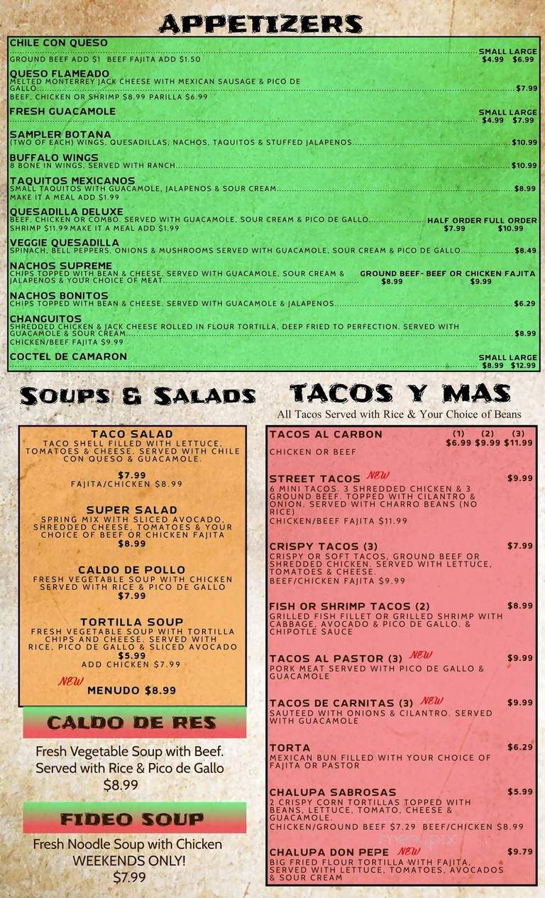 Don Pico's Mexican Restaurant - Pasadena, TX menu_pic