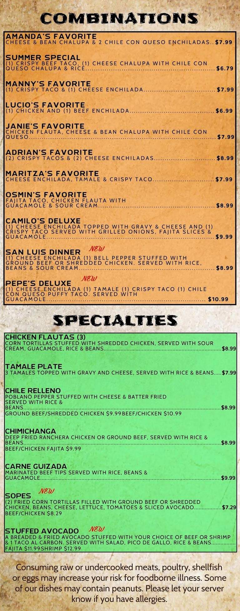 Don Pico's Mexican Restaurant - Pasadena, TX menu_pic