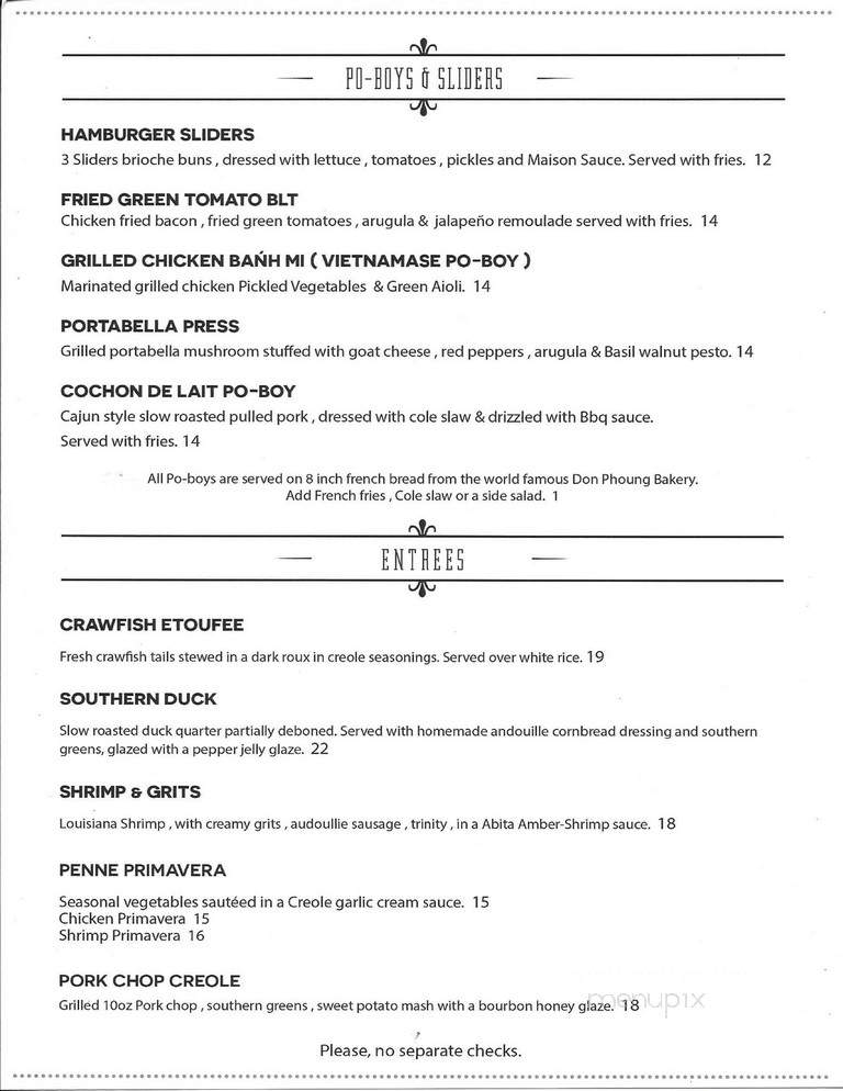The Maison - New Orleans, LA menu_pic