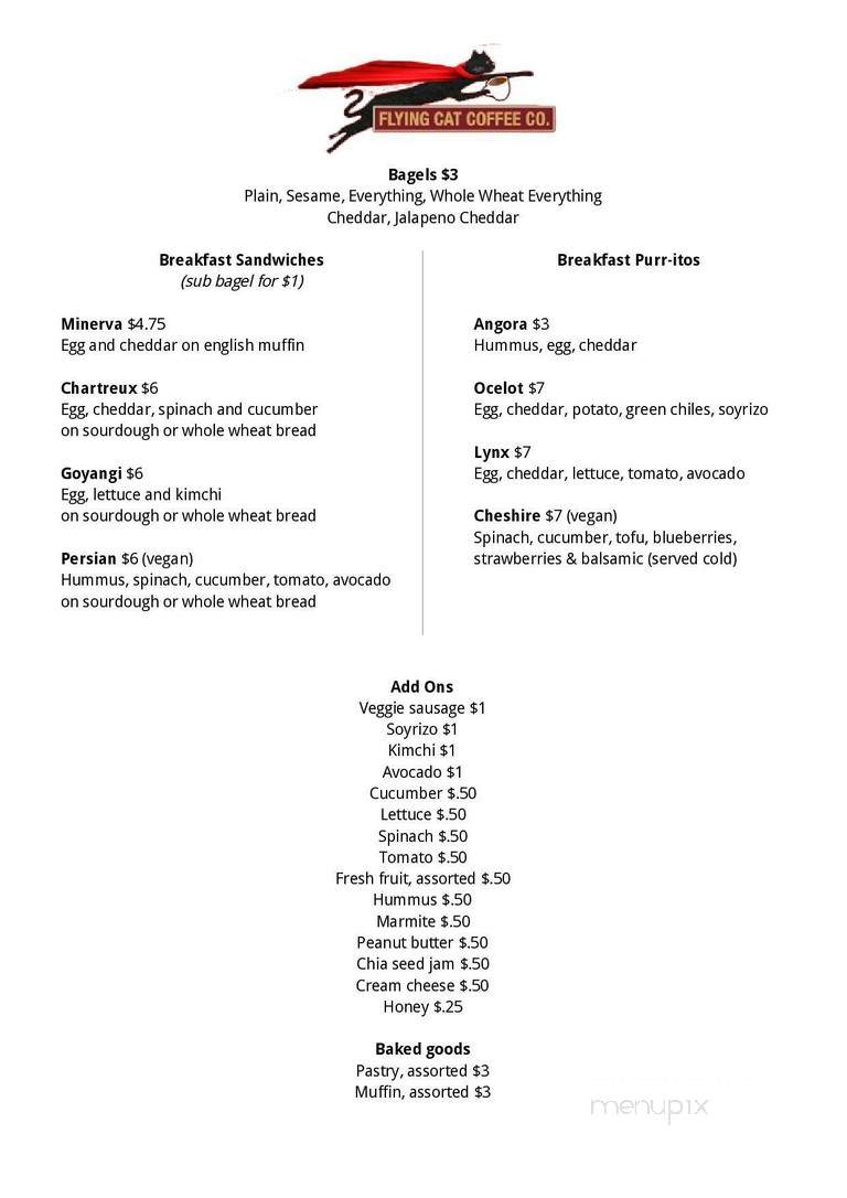 Flying Cat Cafe - Portland, OR menu_pic