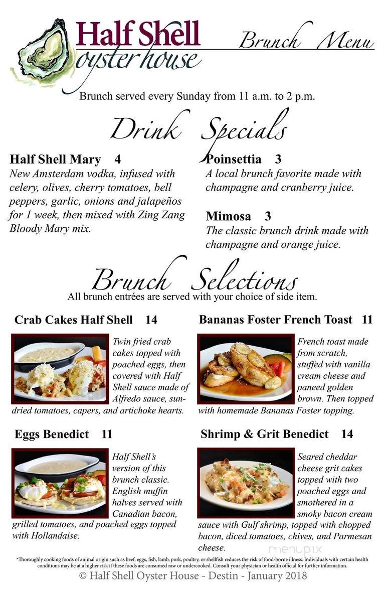 Half Shell Oyster House - Sarasota, FL menu_pic