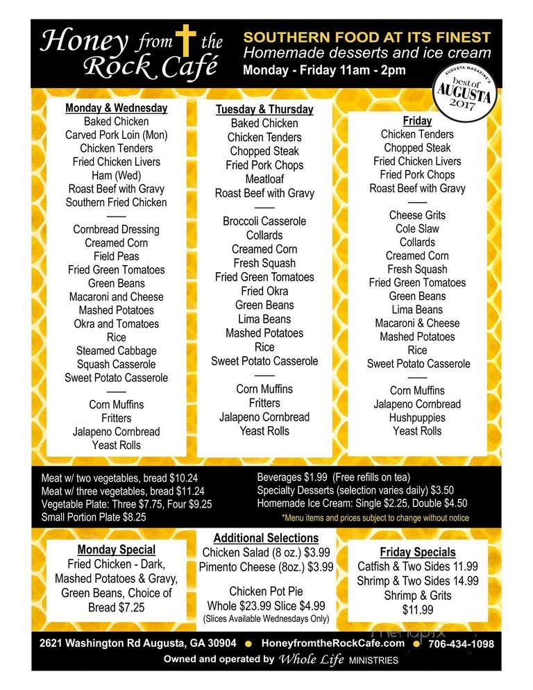 Honey from the Rock Cafe - Augusta, GA menu_pic