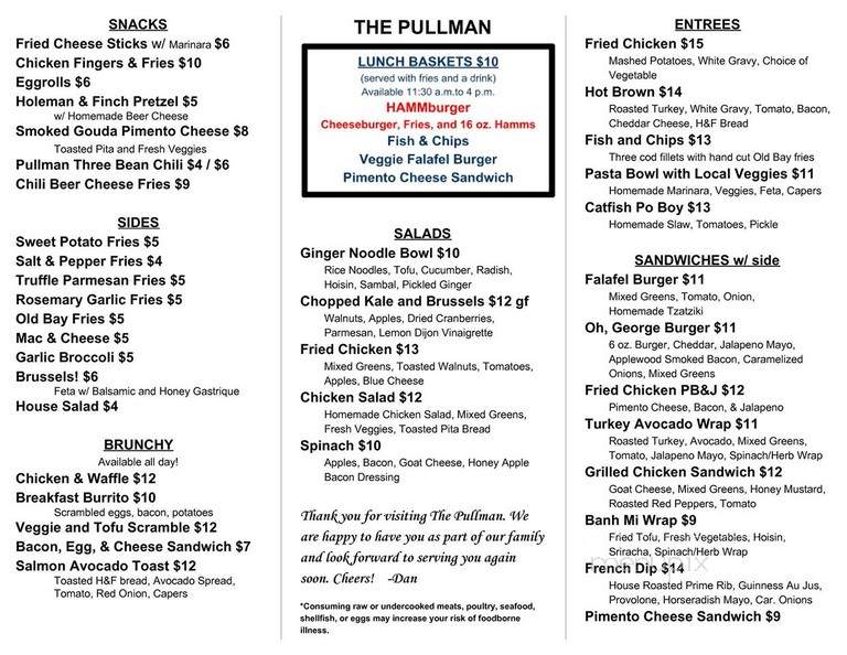 The Pullman - Atlanta, GA menu_pic