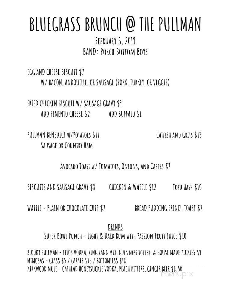 The Pullman - Atlanta, GA menu_pic
