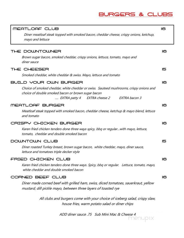 The Downtown Diner - Saline, MI menu_pic