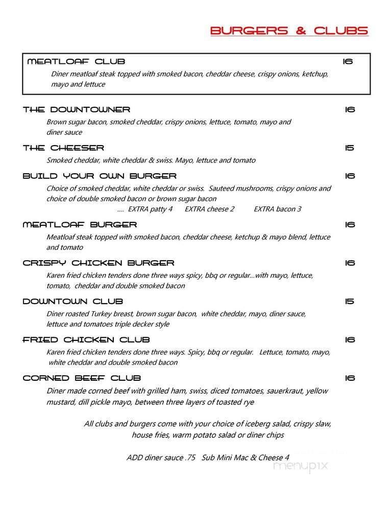 The Downtown Diner - Saline, MI menu_pic