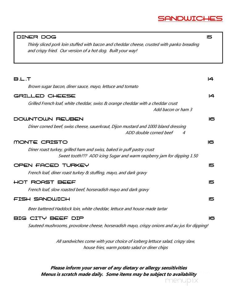 The Downtown Diner - Saline, MI menu_pic