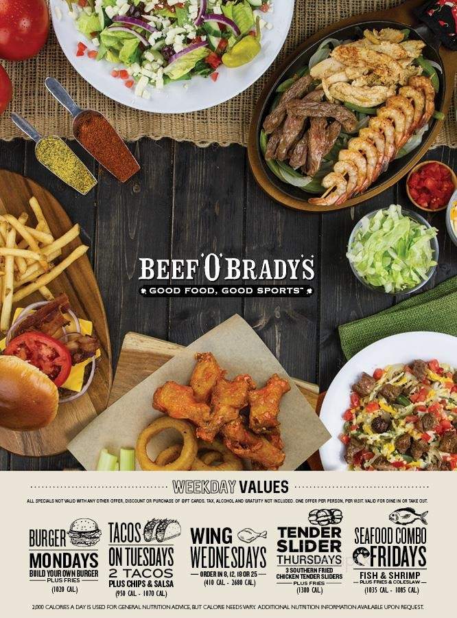 Beef O' Bradys - Kingsport, TN menu_pic