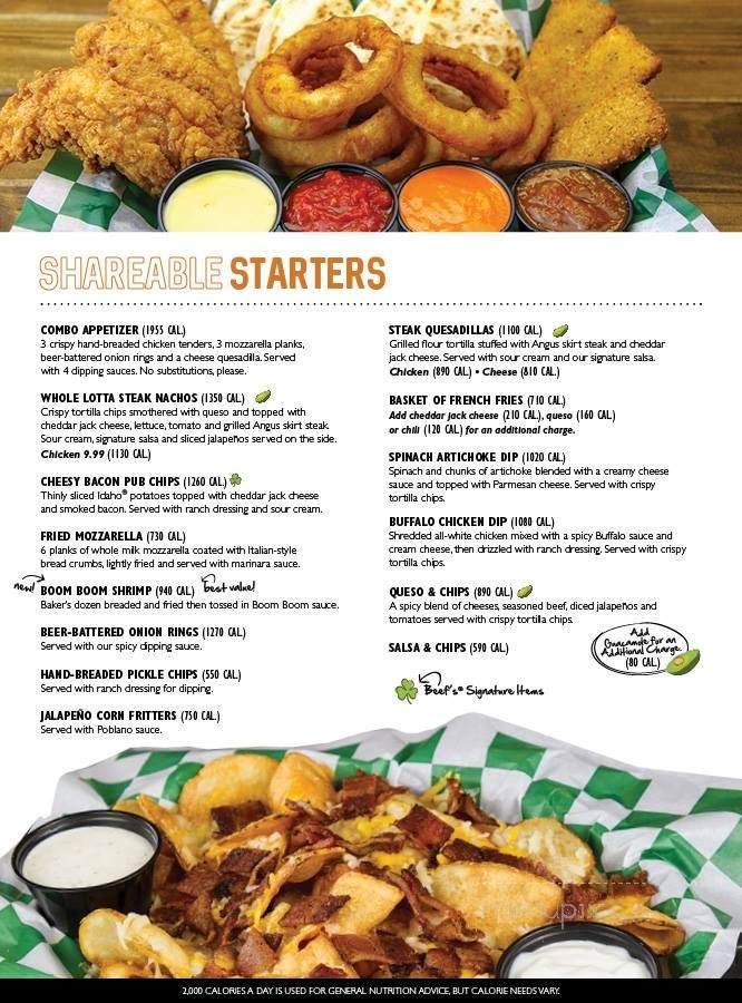 Beef O' Bradys - Kingsport, TN menu_pic