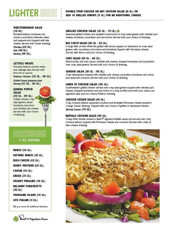 Beef O' Bradys - Kingsport, TN menu_pic