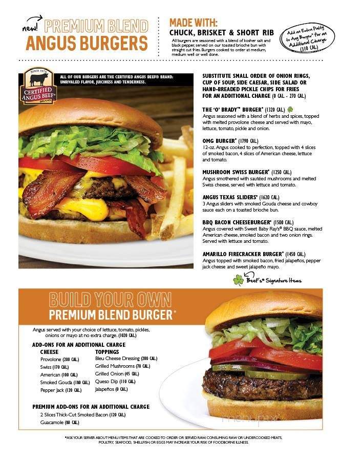 Beef O' Bradys - Kingsport, TN menu_pic