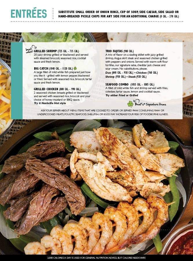 Beef O' Bradys - Kingsport, TN menu_pic
