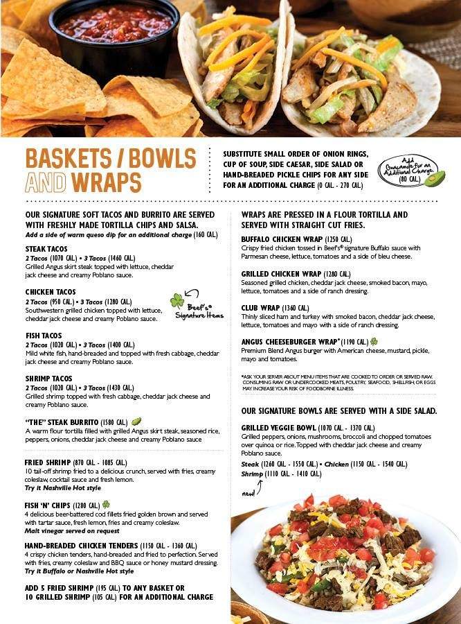Beef O' Bradys - Kingsport, TN menu_pic