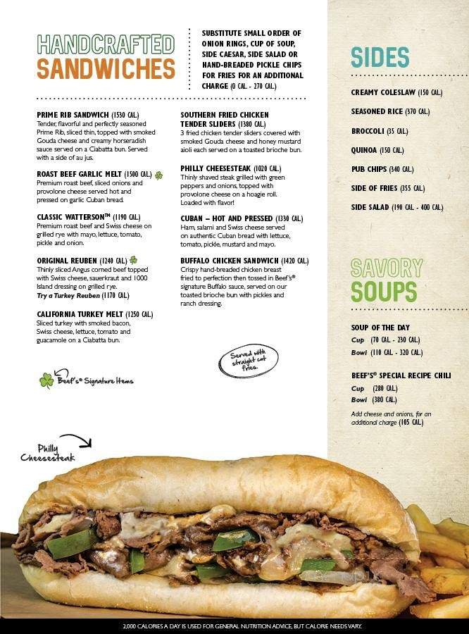 Beef O' Bradys - Kingsport, TN menu_pic