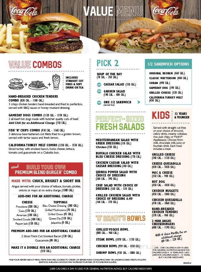 Beef O' Bradys - Kingsport, TN menu_pic