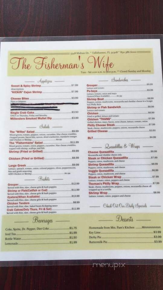 Fisherman's Wife - Carrabelle, FL menu_pic