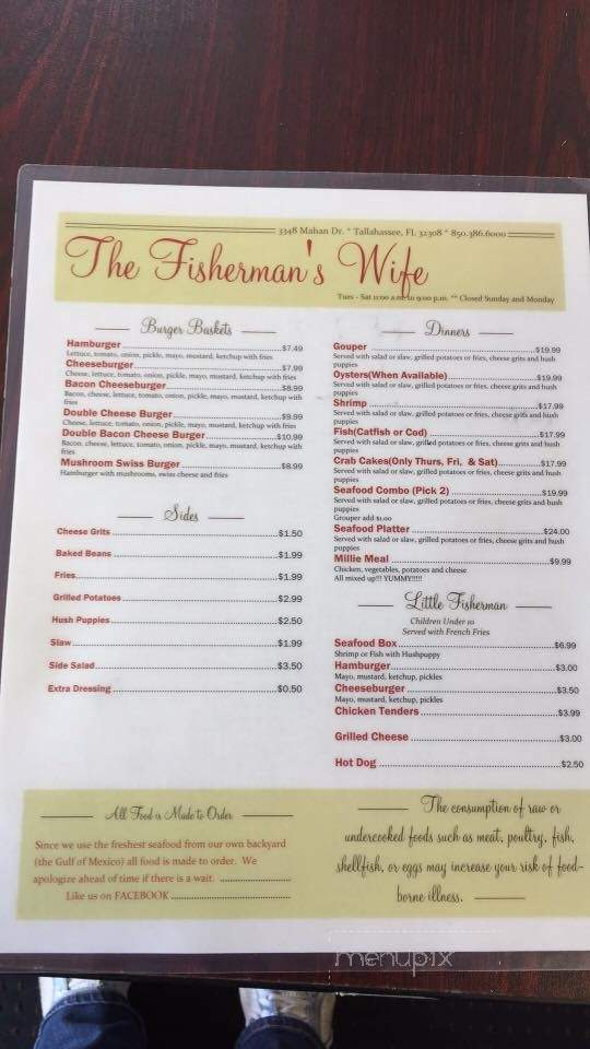 Fisherman's Wife - Carrabelle, FL menu_pic