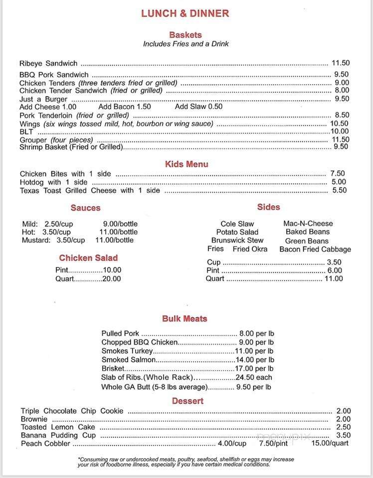 Georgia Butts BBQ - Greensboro, GA menu_pic
