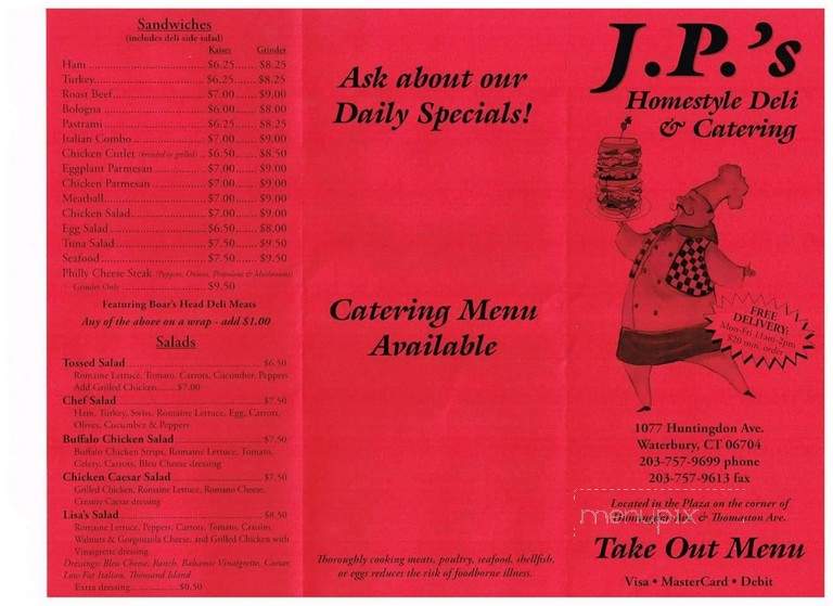 J.P.'s Homestyle Deli Catering - Waterbury, CT