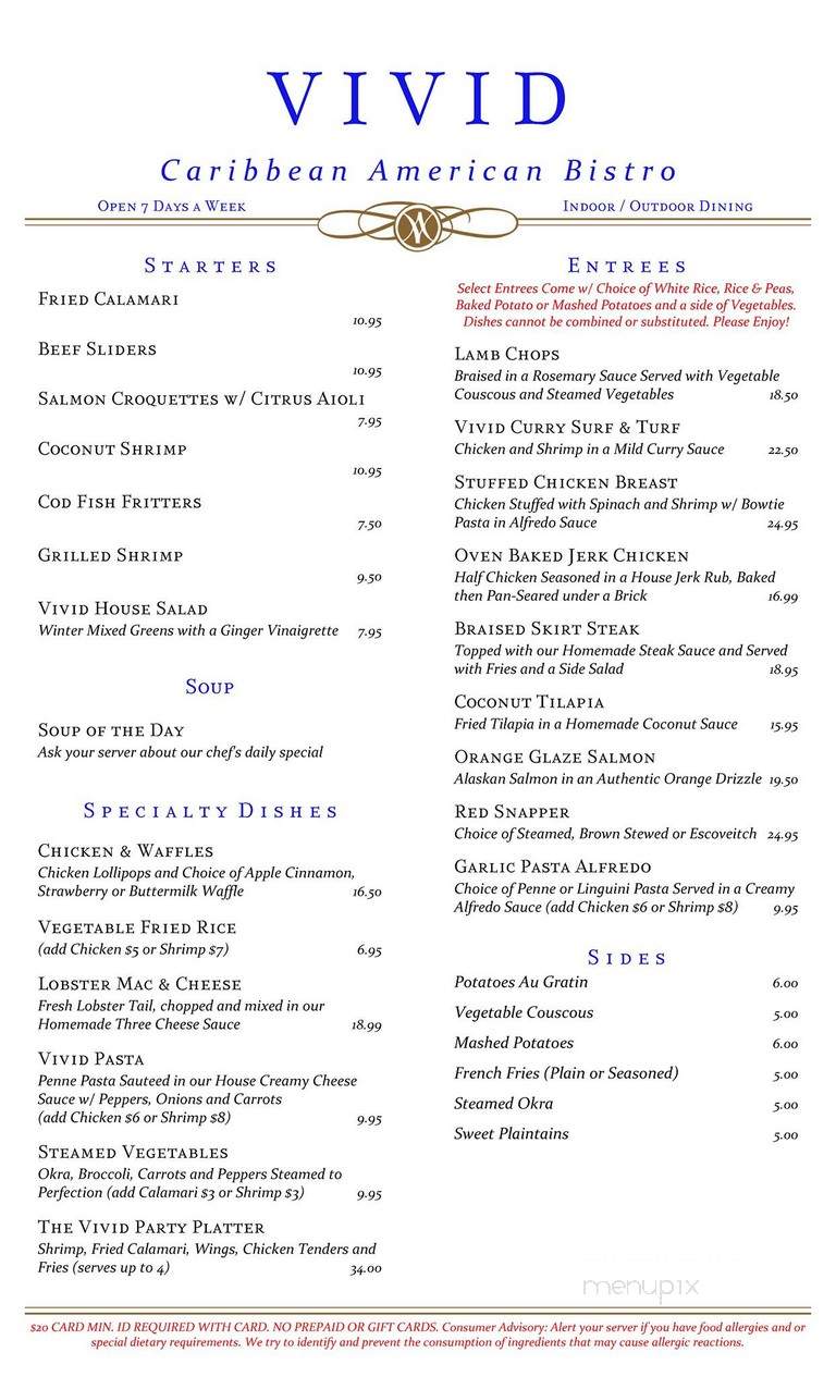 Vivid Cafe - Brooklyn, NY menu_pic