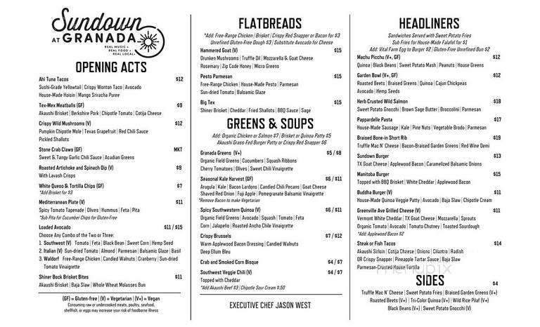 Sundown at Granada - Dallas, TX menu_pic