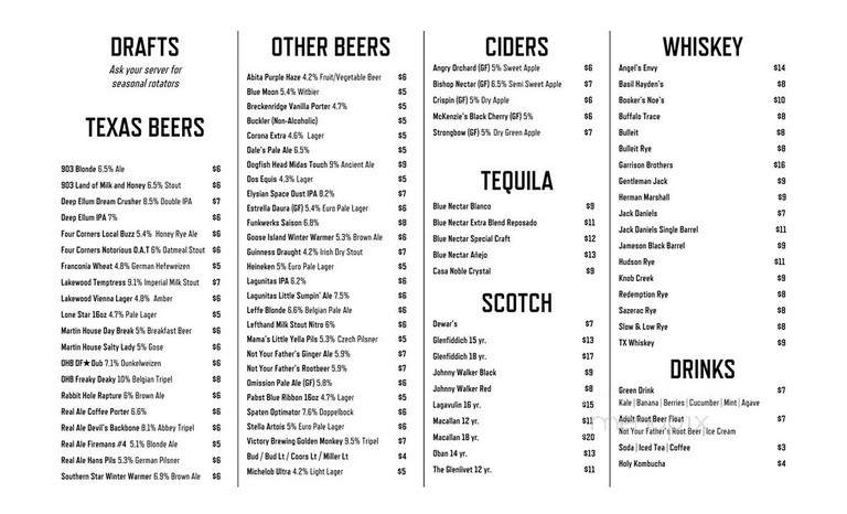 Sundown at Granada - Dallas, TX menu_pic
