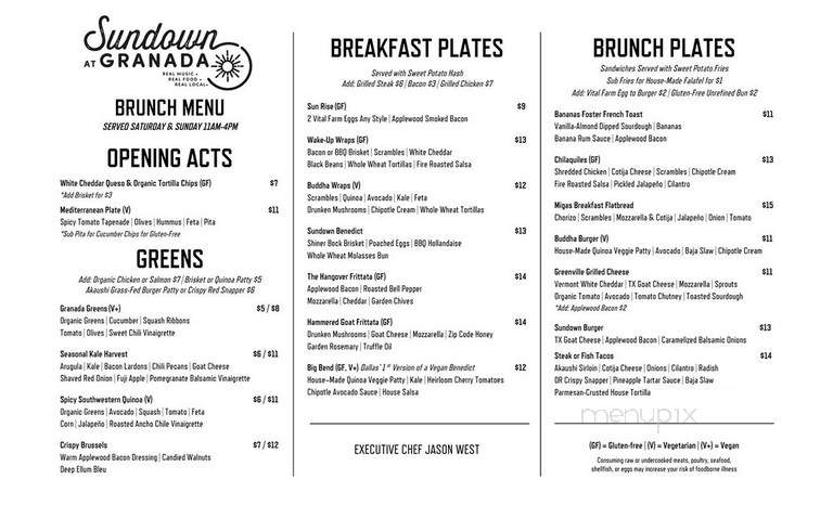Sundown at Granada - Dallas, TX menu_pic