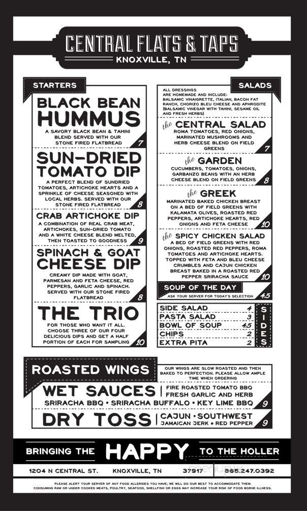Central Flats and Taps - Knoxville, TN menu_pic