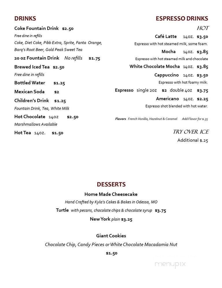2nd Street Bisro - Holden, MO menu_pic