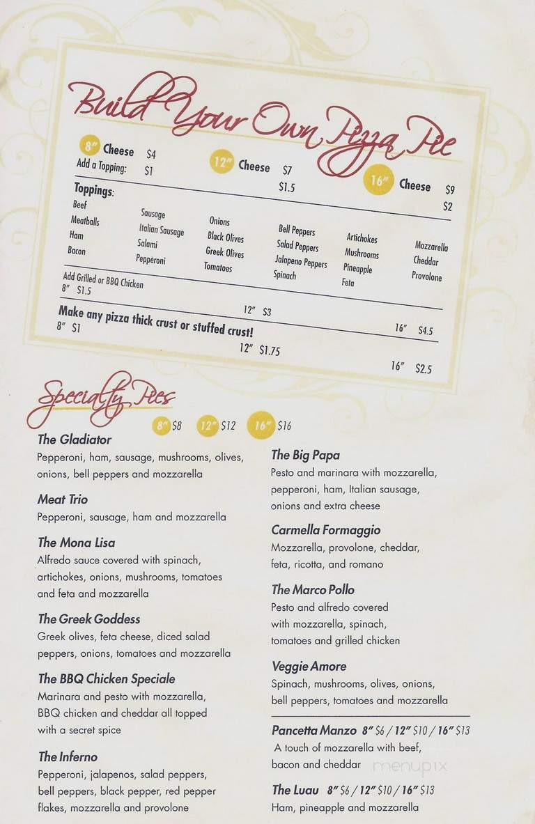 Carmellas - Grenada, MS menu_pic