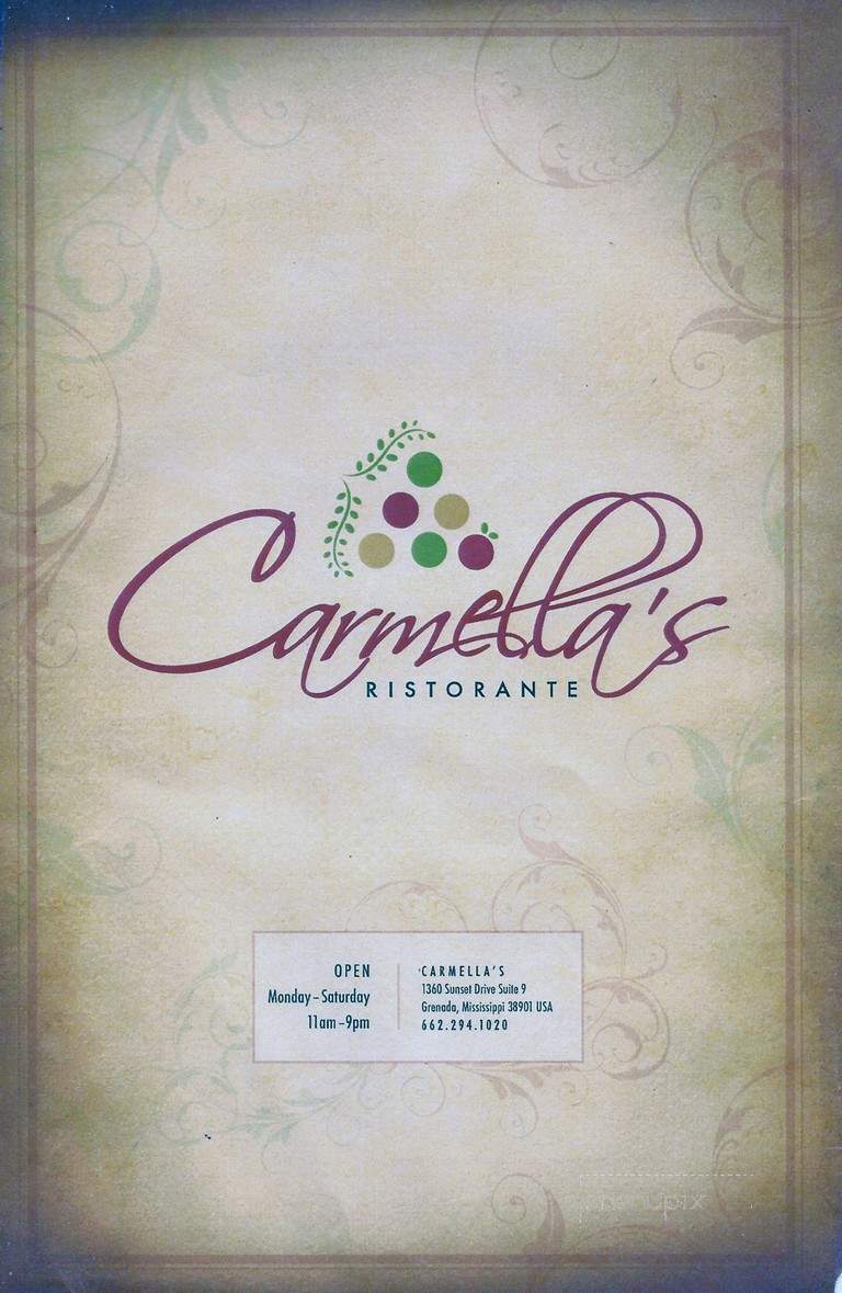 Carmellas - Grenada, MS menu_pic