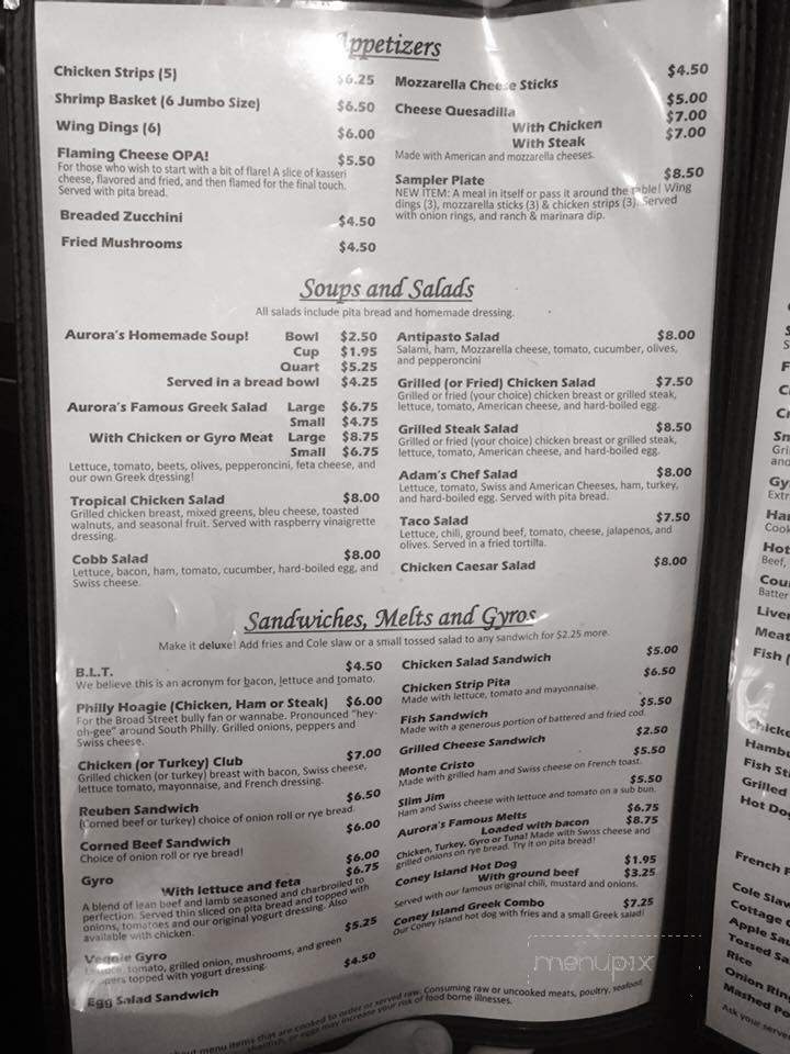 Aurora's Family Restaurant - Clinton Township, MI menu_pic