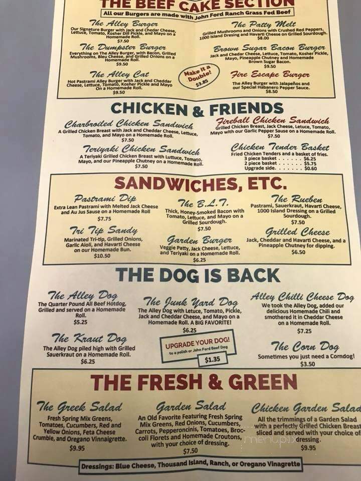 The Alley Grill - Ukiah, CA menu_pic