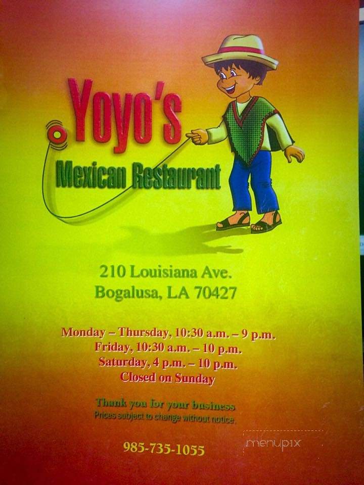 Yoyo's Mexican Restaurant Bar Grill - Bogalusa, LA menu_pic