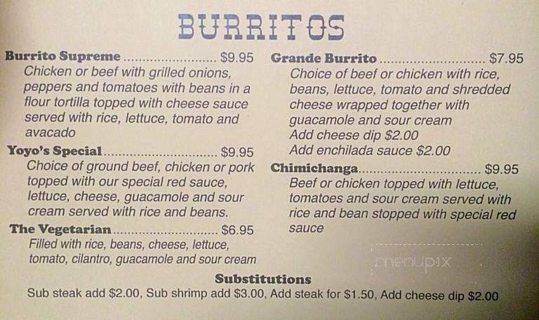 Yoyo's Mexican Restaurant Bar Grill - Bogalusa, LA menu_pic