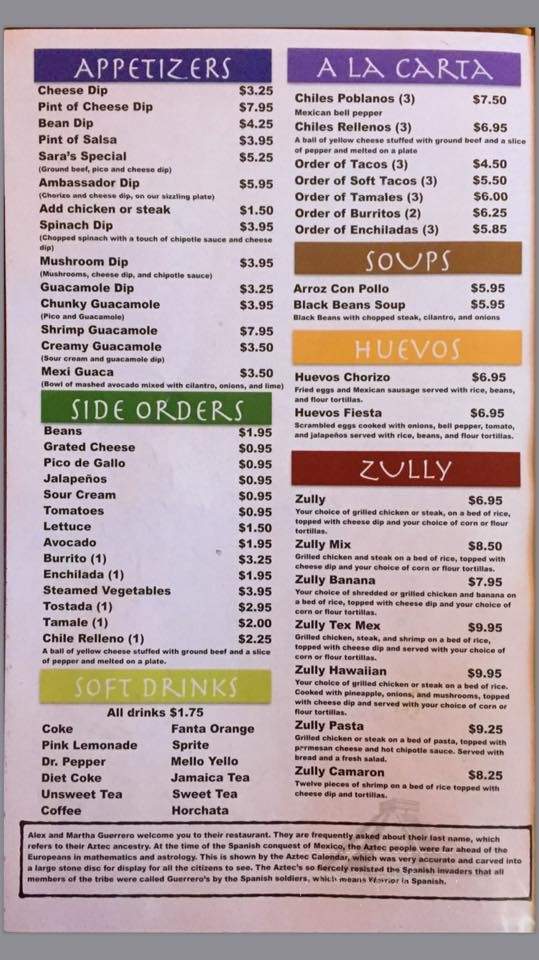 Los Guerrero's Mexican Restaurant - La Fayette, GA menu_pic