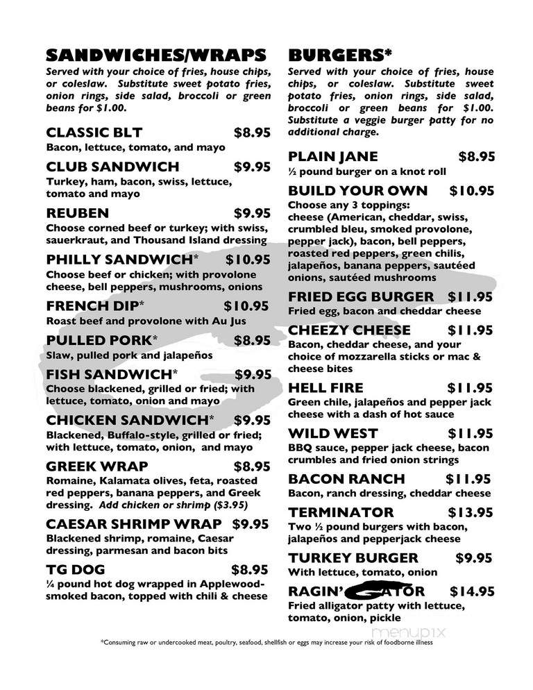 Tailgators Bar and Grille - Ridgeland, SC menu_pic