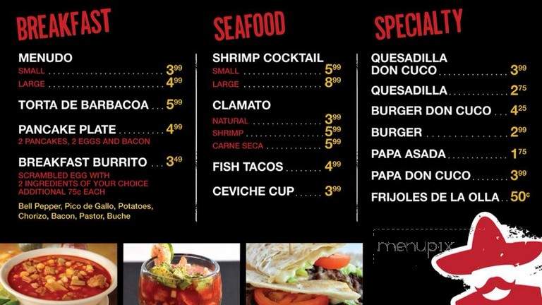 Tacos Don Cuco - Sunland Park, NM menu_pic