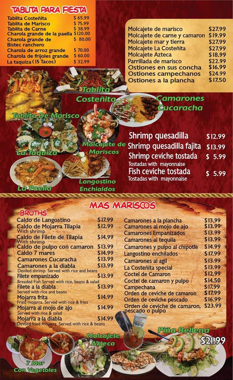 La Costenita - Indianapolis, IN menu_pic