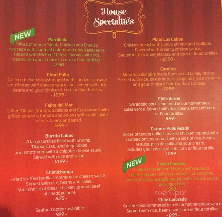 Los Cabos Mexican Grill - Menomonie, WI menu_pic