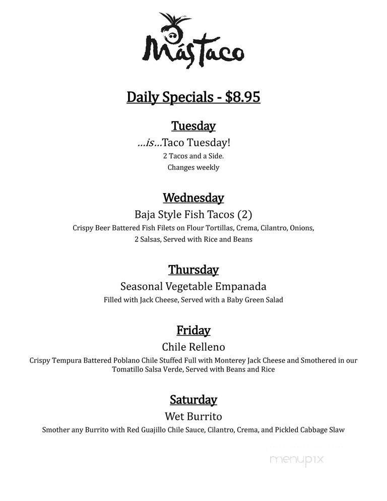 Mas Taco - Red Lodge, Mt menu_pic