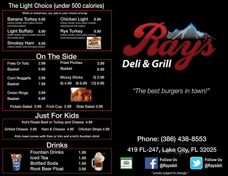 Ray's Deli and Grill - Lake City, FL menu_pic