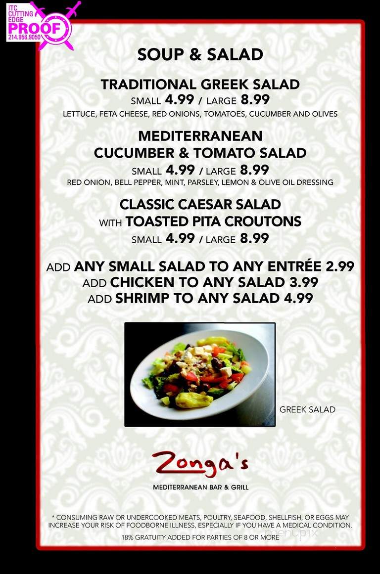 Zonga's - North Richland Hills, TX menu_pic