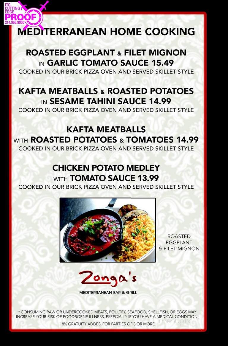 Zonga's - North Richland Hills, TX menu_pic
